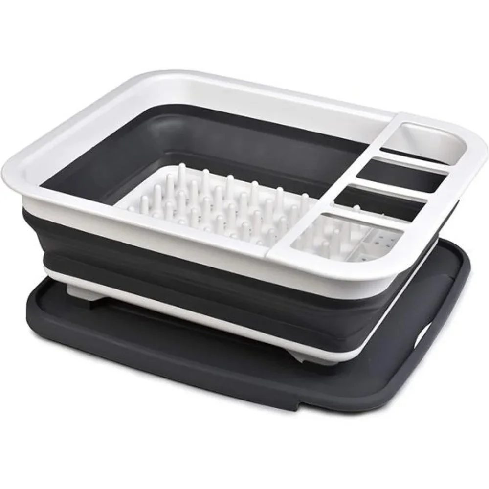 Collapsible Dish Drying Rack - Popup and Collapse for Easy Storage Compartment